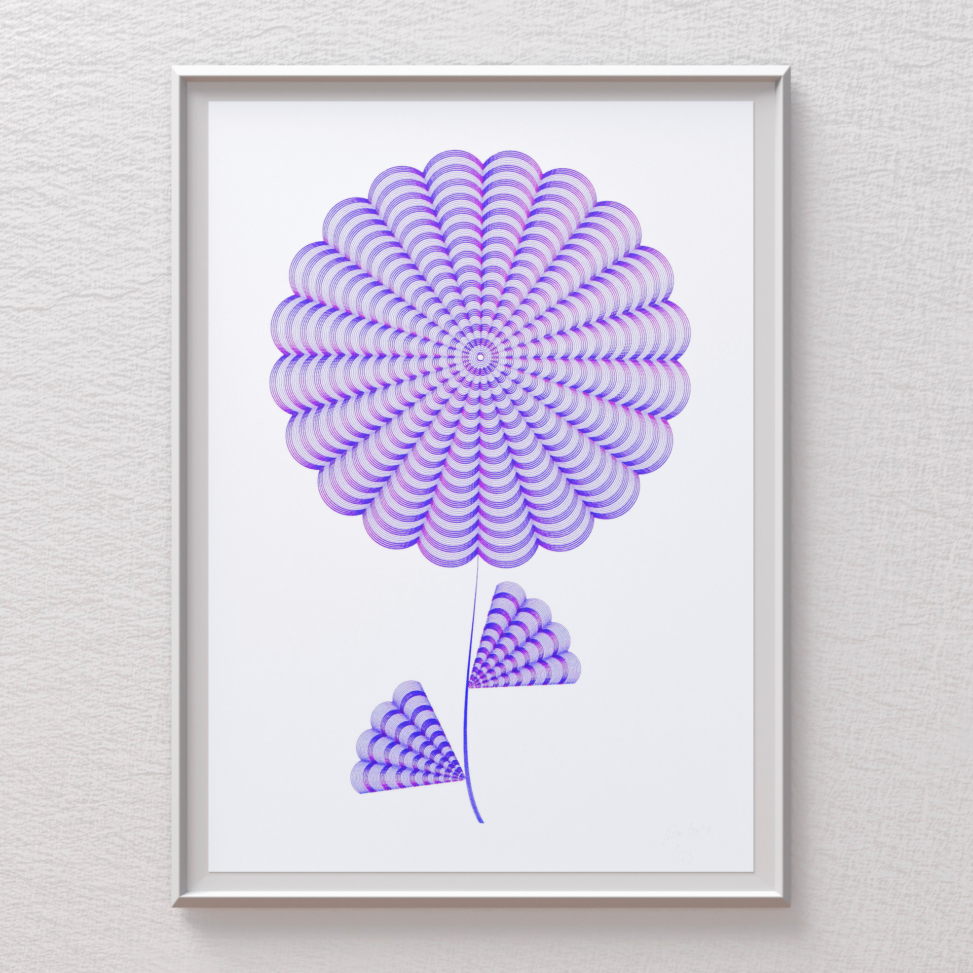 Mechanical drawing “Fleur Flinqué I” with Swiss flinqué and floral influence.