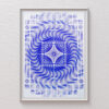 Generative mechanical drawing “Guilloché Mosaïque Bleu” inspired by Swiss guilloché decoration, by Jérôme Gautier
