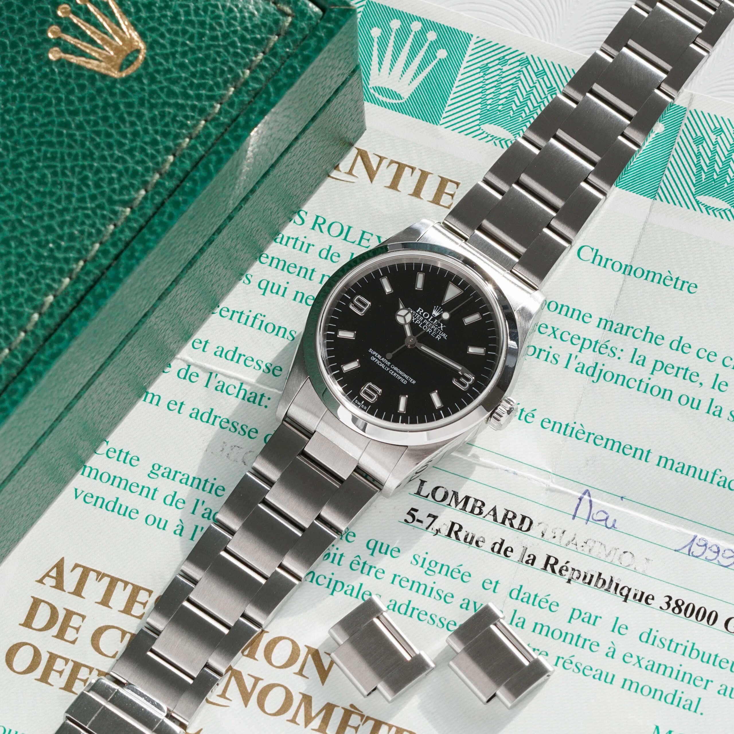 Rolex Explorer 14270 Swiss Only dial box and paper