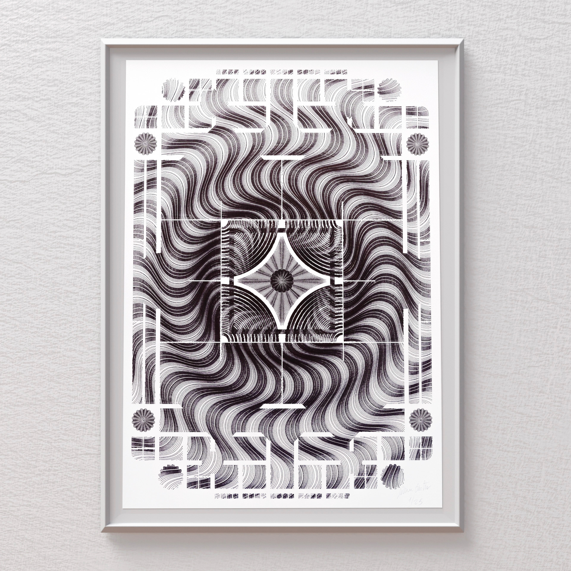 Guilloché Mosaïque Bleu – Mechanical Drawing by Jérôme Gautier