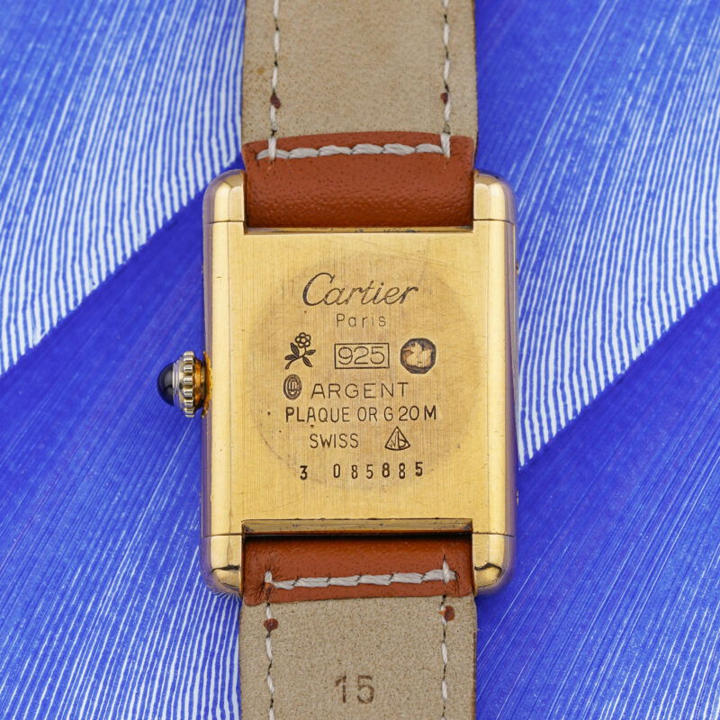 Cartier Must de Tank vintage manual winding watch – gold-plated case – leather strap – Geneva