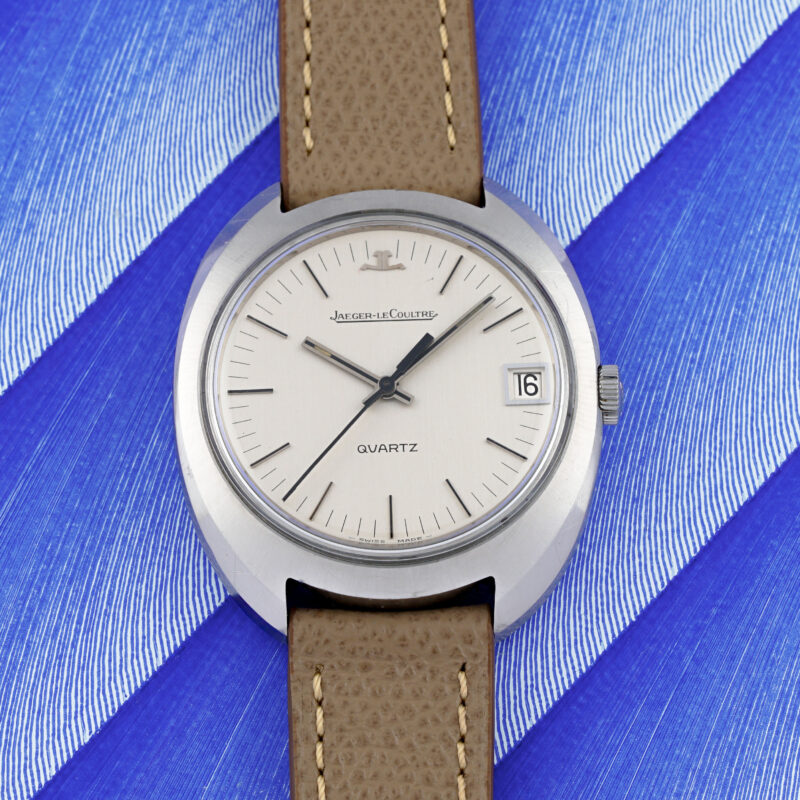 Jaeger-LeCoultre Quartz Ref. 23304-42 Calibre 353 1970s vintage stainless steel watch with silver dial and tritium hands