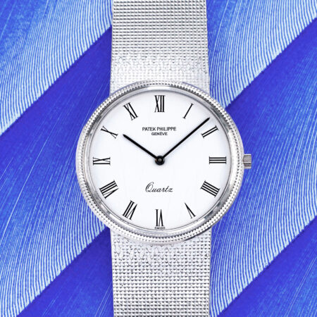 Patek Philippe Calatrava “Clous de Paris” Quartz Ref. 3744 circa 1980 B&P + Invoice