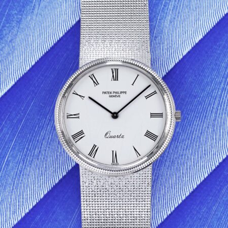 Patek Philippe Calatrava “Clous de Paris” Quartz Ref. 3744 circa 1980 B&P + Invoice