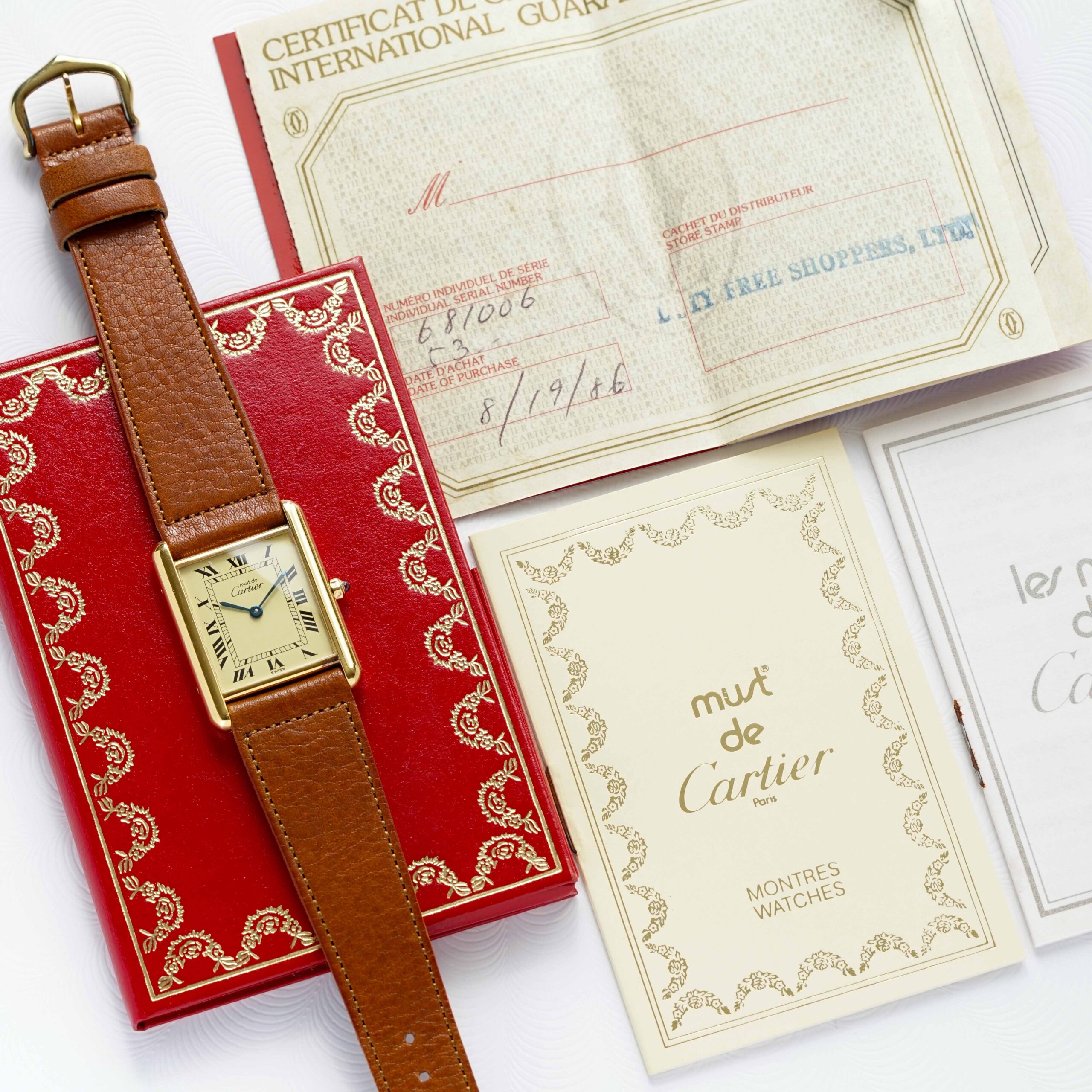 Cartier Tank Must Vermeil LM 6 81006 wih papers from 1986