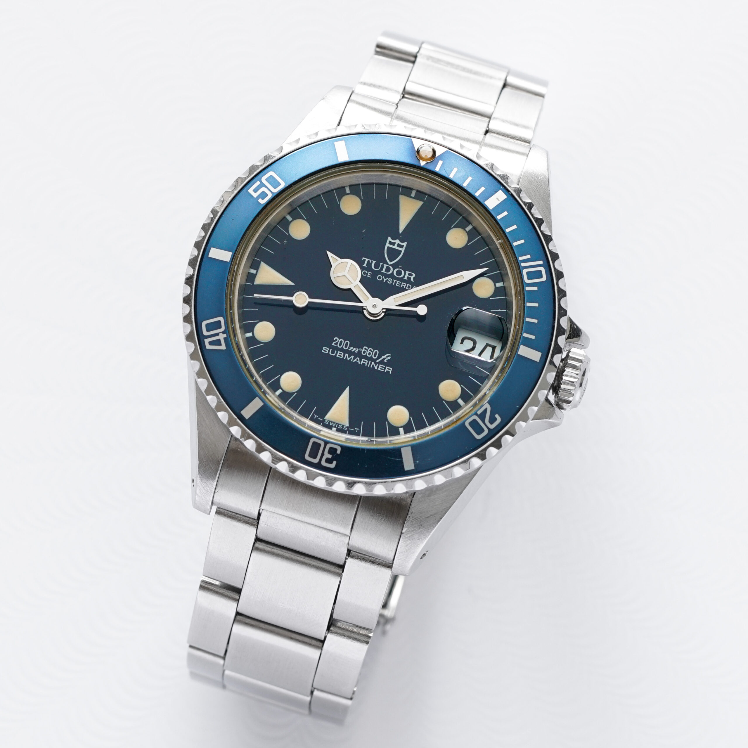 Tudor Submariner Ref. 75090 Mid-size blue faded bezel with papers from 1992