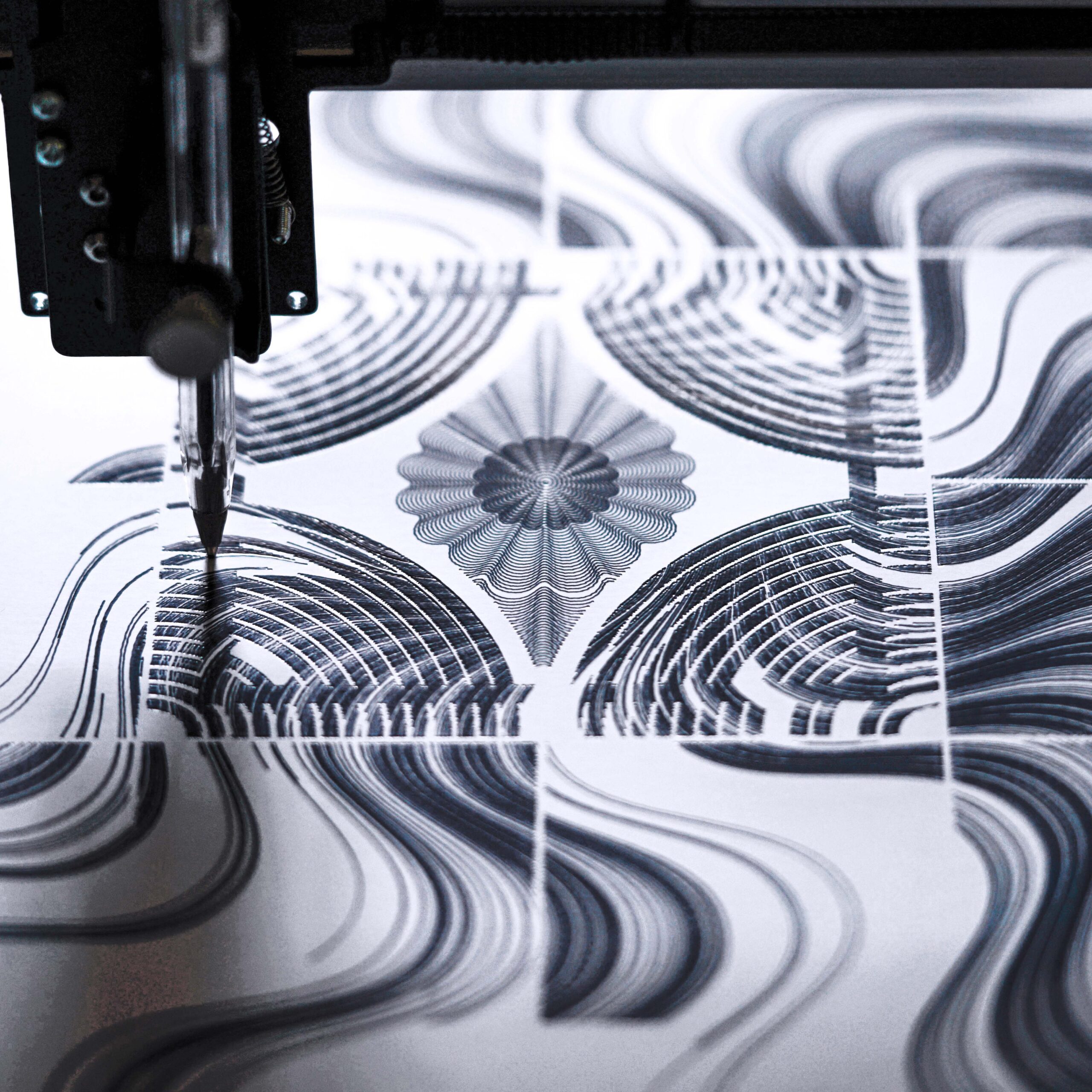 Mechanical Drawings – Jérôme Gautier x Journey Collection Mechanical drawing inspired by Swiss watchmaking guilloché patterns by artist Jérôme Gautier